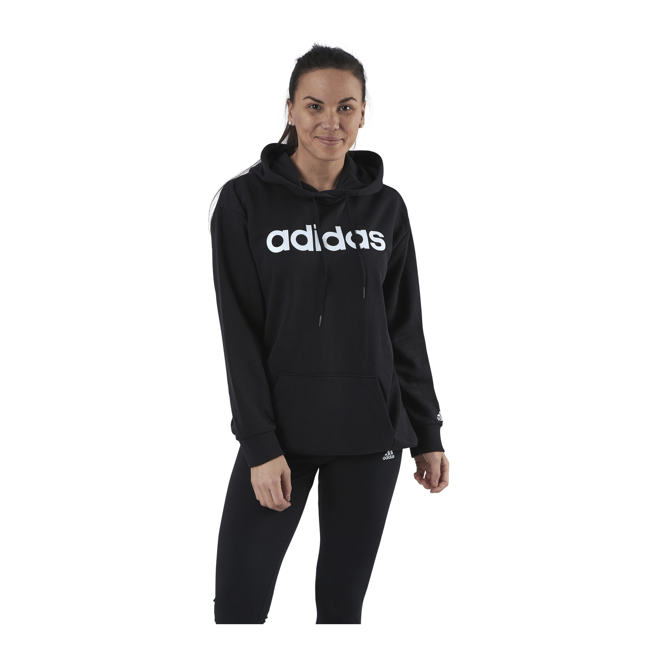 ADIDAS Essentials Oversized Hoodie Black / White 3 ADIDAS Essentials Oversized Hoodie Black / White