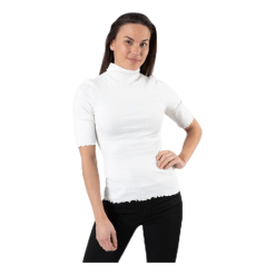 Pieces Nukisa 2/4 Mock Neck Top Bc White