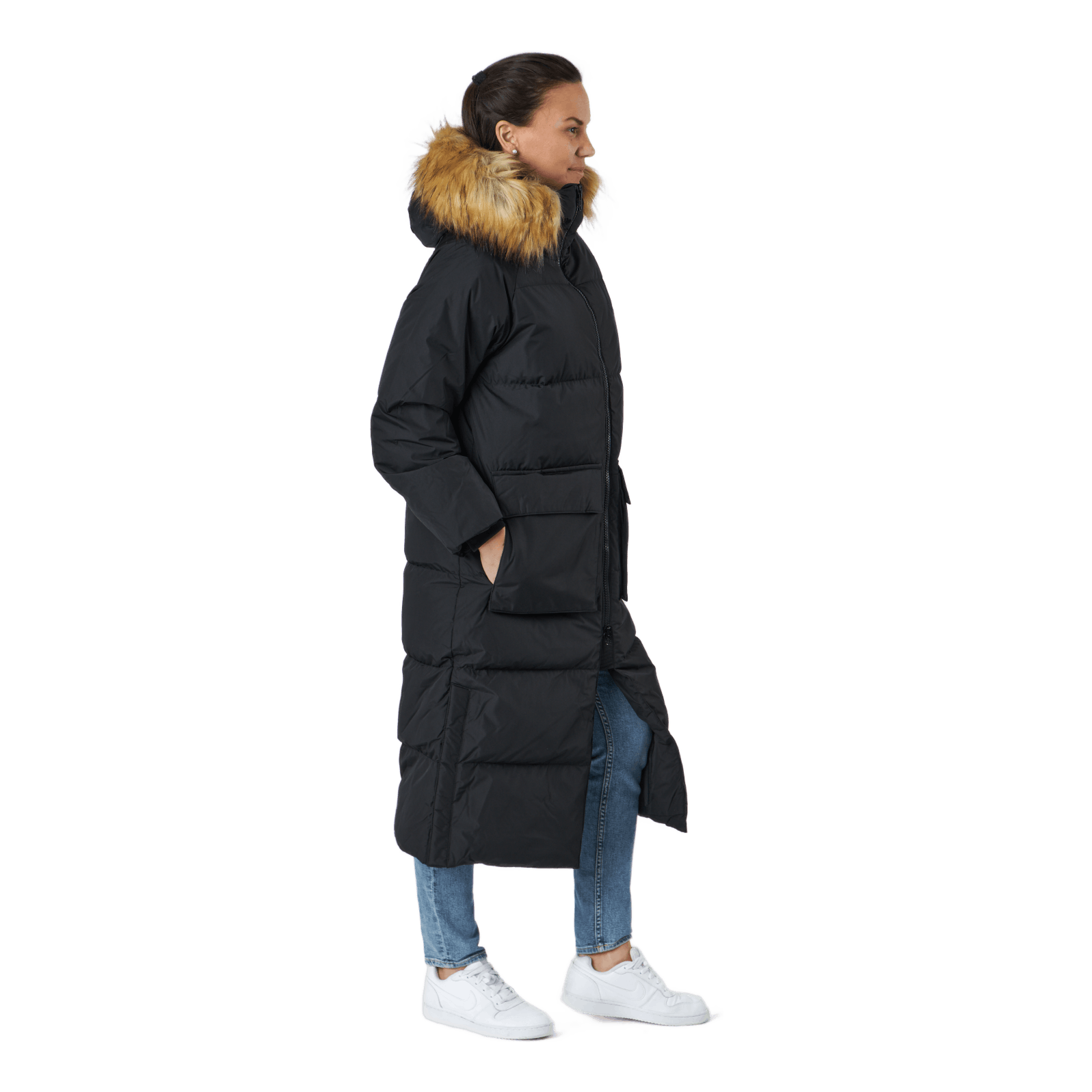 Svea W. Loose Fur Hood Coat Black 3 Svea W. Loose Fur Hood Coat Black