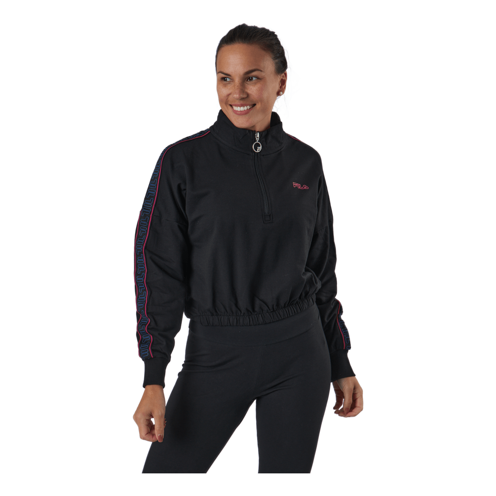 Fila Maribel Cropped Half Zip Shirt Black 3 Fila Maribel Cropped Half Zip Shirt Black
