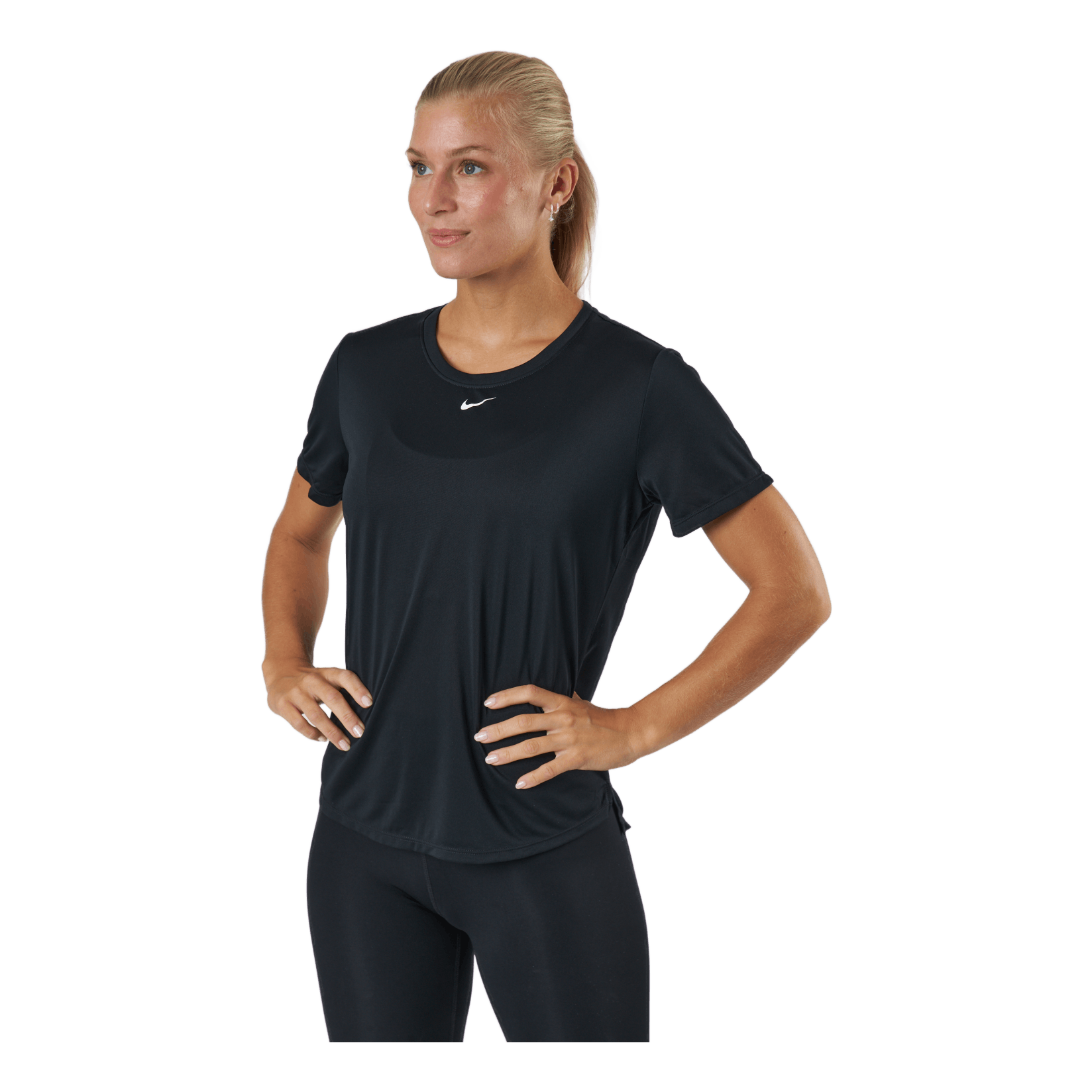 Nike Dri-FIT One Women's Standard Fit Short-Sleeve Top BLACK/WHITE 2 Nike Dri-FIT One Women's Standard Fit Short-Sleeve Top BLACK/WHITE