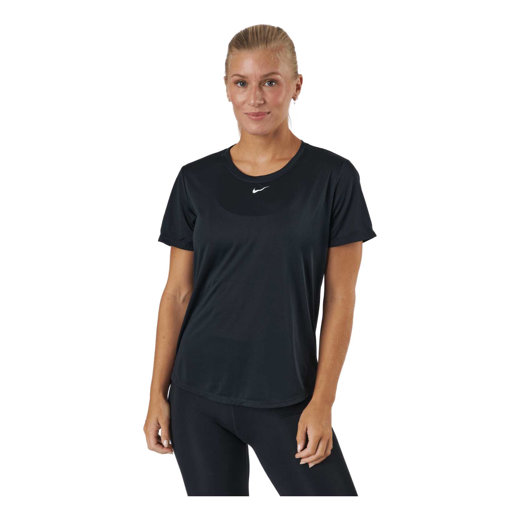 Nike Dri-FIT One Women's Standard Fit Short-Sleeve Top BLACK/WHITE 3 Nike Dri-FIT One Women's Standard Fit Short-Sleeve Top BLACK/WHITE - Image 2