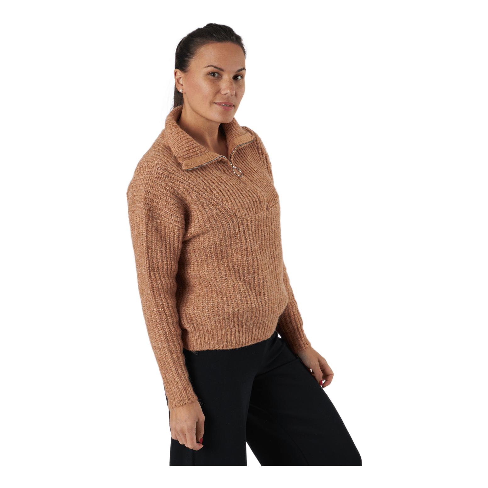 ONLY Onlemily Life L/s Zip Pullover Camel 4 ONLY Onlemily Life L/s Zip Pullover Camel - Image 2