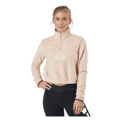 ADIDAS Brand Love Polarfleece Half-Zip Sweatshirt Halo Blush / White / Victory Crimson