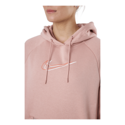 Nike W Nsw Po Hoodie Os Bb Flc Prnt Rose Whisper/white -Takit Myyntikauppa 60595 23 004