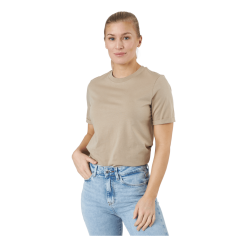 Pieces Pcria Ss Fold Up Solid Tee Bc Silver Mink