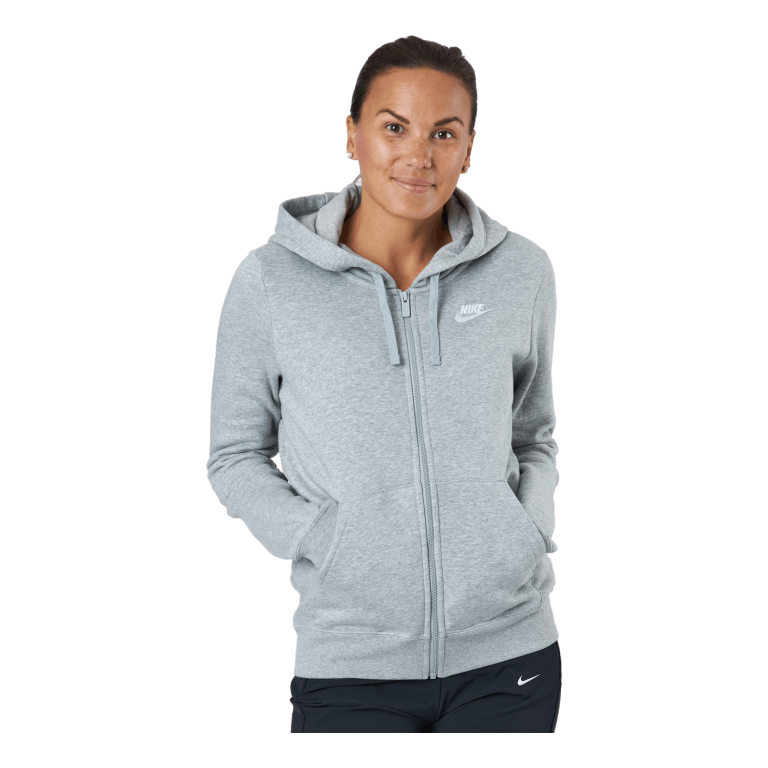 Nike Sportswear Club Fleece Women's Full-Zip Hoodie DK GREY HEATHER/WHITE 3 Nike Sportswear Club Fleece Women's Full-Zip Hoodie DK GREY HEATHER/WHITE