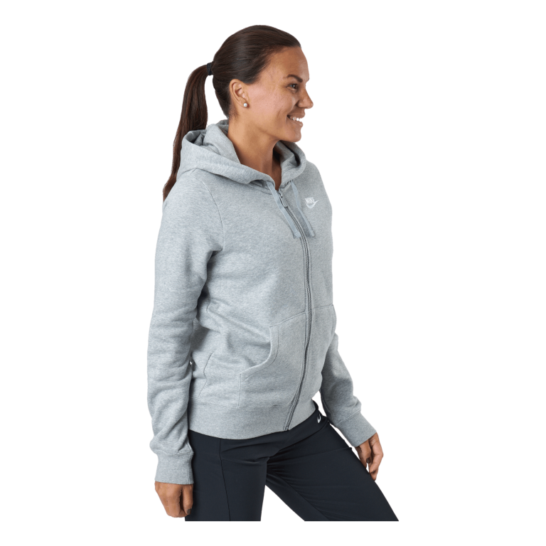 Nike Sportswear Club Fleece Women's Full-Zip Hoodie DK GREY HEATHER/WHITE 4 Nike Sportswear Club Fleece Women's Full-Zip Hoodie DK GREY HEATHER/WHITE - Image 2