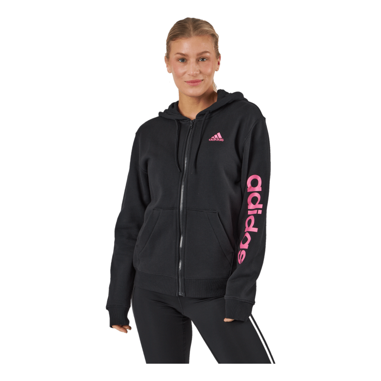 ADIDAS Essentials Linear Full-Zip French Terry Hoodie Black 3 ADIDAS Essentials Linear Full-Zip French Terry Hoodie Black