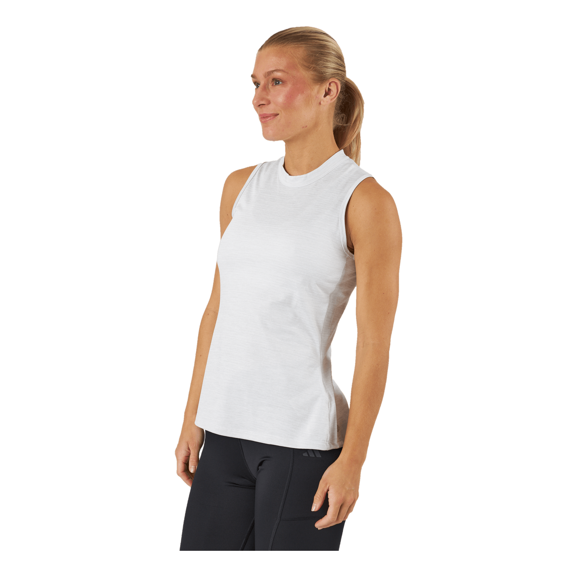 ADIDAS Essentials Heathered Mock-Neck Sleeveless Golf Polo Shirt White 4 ADIDAS Essentials Heathered Mock-Neck Sleeveless Golf Polo Shirt White - Image 2