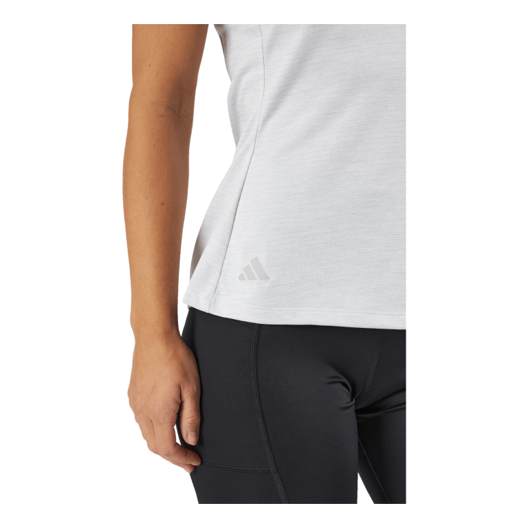 ADIDAS Essentials Heathered Mock-Neck Sleeveless Golf Polo Shirt White 7 ADIDAS Essentials Heathered Mock-Neck Sleeveless Golf Polo Shirt White - Image 5