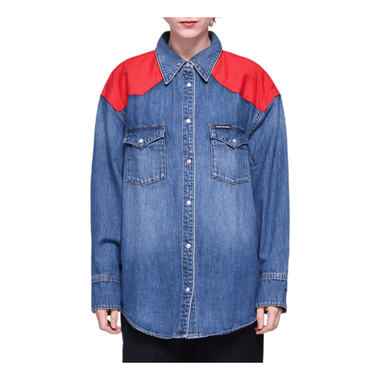 Calvin Klein Oversized Foundation Shirt Blue 3 Calvin Klein Oversized Foundation Shirt Blue